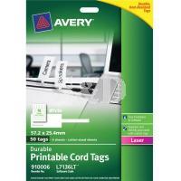 Avery #910006 L7136 L/S Laser White Durable Printable Cord Tags 雙面印刷電線標籤
